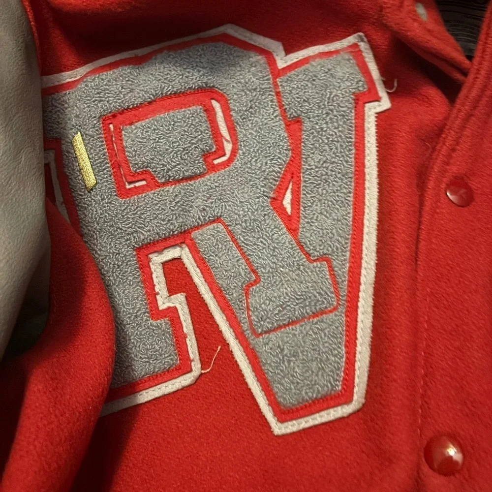 Vintage DeLong Leather Wool Bomber Letterman Varsity Jacket USA 2X Eric 2001 - Picture 2 of 7